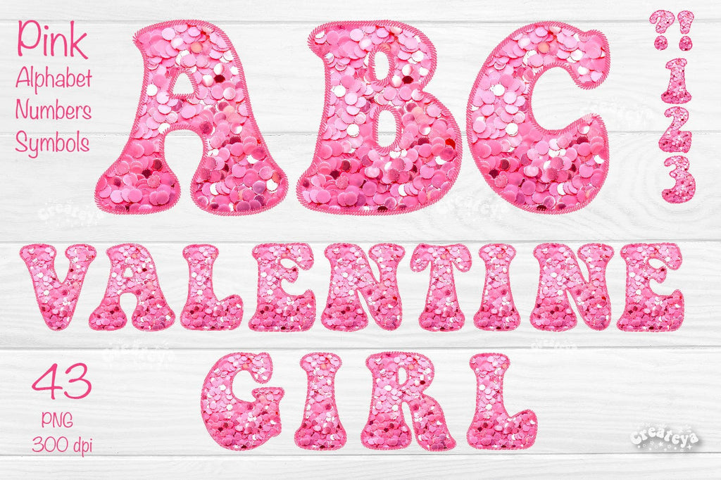 Pink Glitter Alphabet, Glitter letters numbers clipart PNG