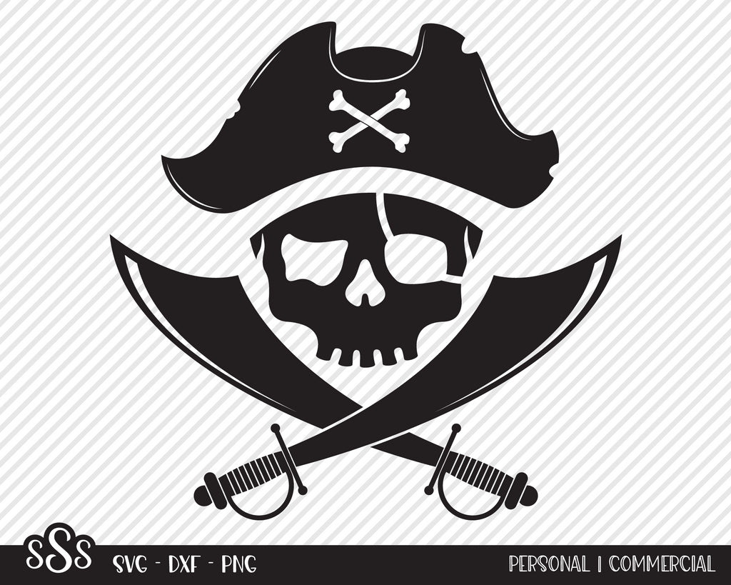 Pirate svg cut file emblem skull with sunbursts Vector Image