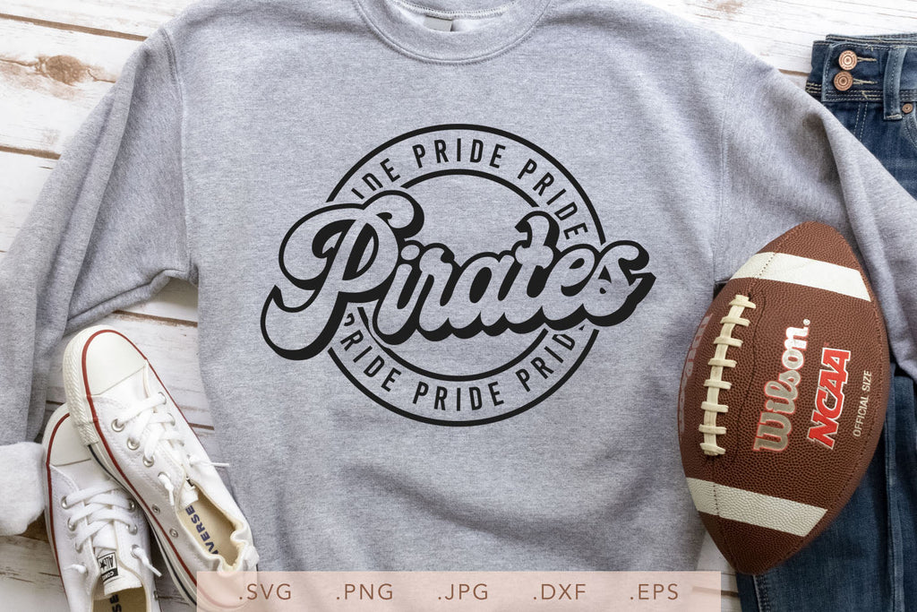 Pirates Pride Round Vintage SVG DXF JPG PNG EPS | School Team Spirit | Team  Shirt Sublimation