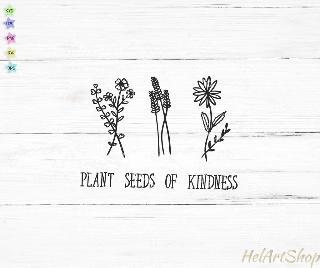 Plant seeds of kindness svg, Wildflowers svg, Kindness svg cut file /  cricut / silhouette