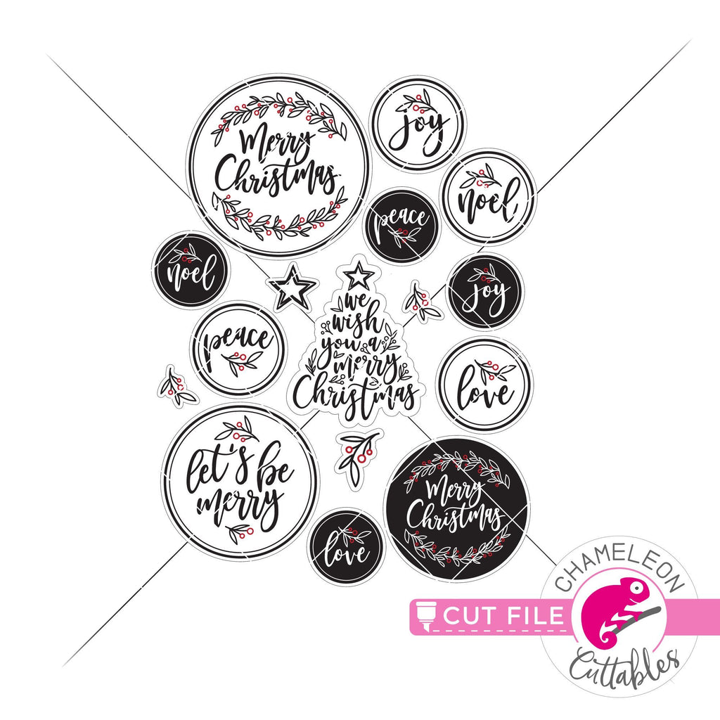 Print and Cut Christmas Stickers Bundle PNG - So Fontsy