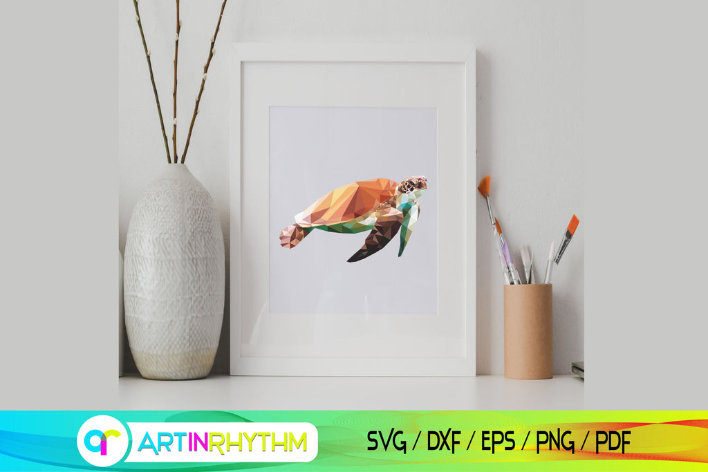 Printable sea turtle polygon wall art - So Fontsy