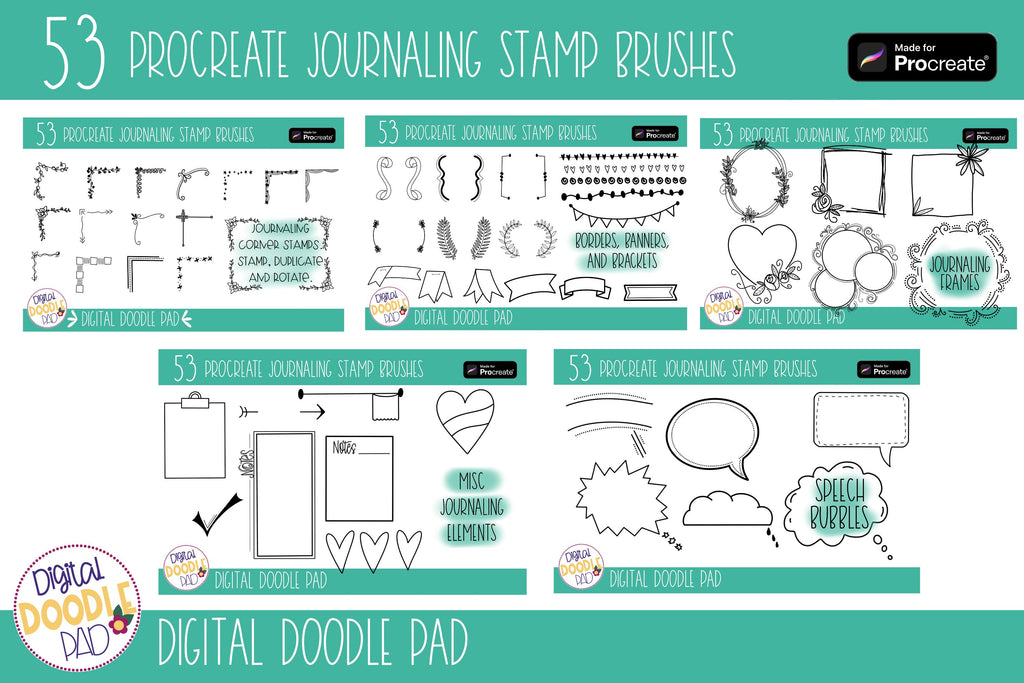 Procreate Planner Stamp Brushes  Journaling, Scrapbooking - So Fontsy