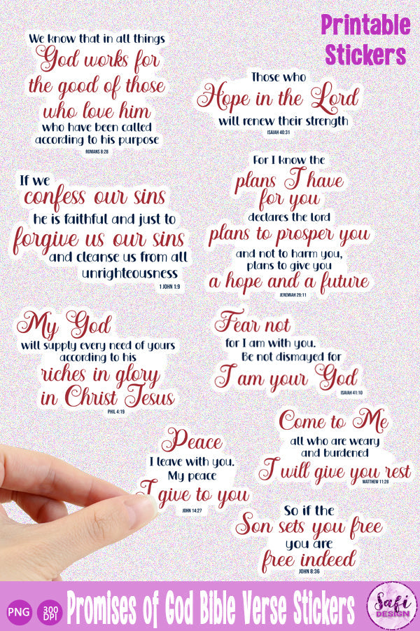 Encouraging Bible Verse Printable Stickers for Cricut