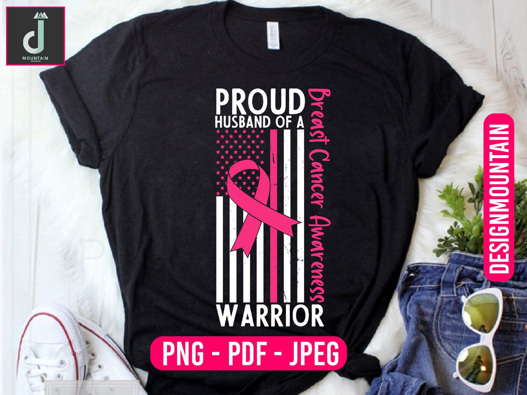 proud husband of a warrior breast cancer awareness svg - So Fontsy