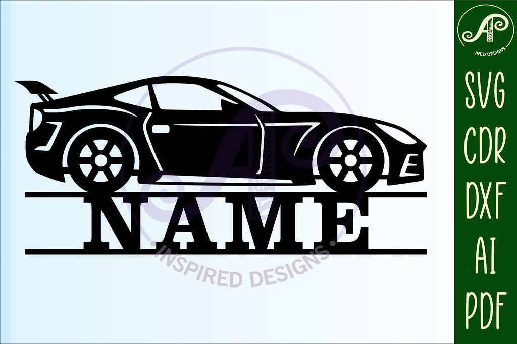 Race car name sign svg laser cut template So Fontsy