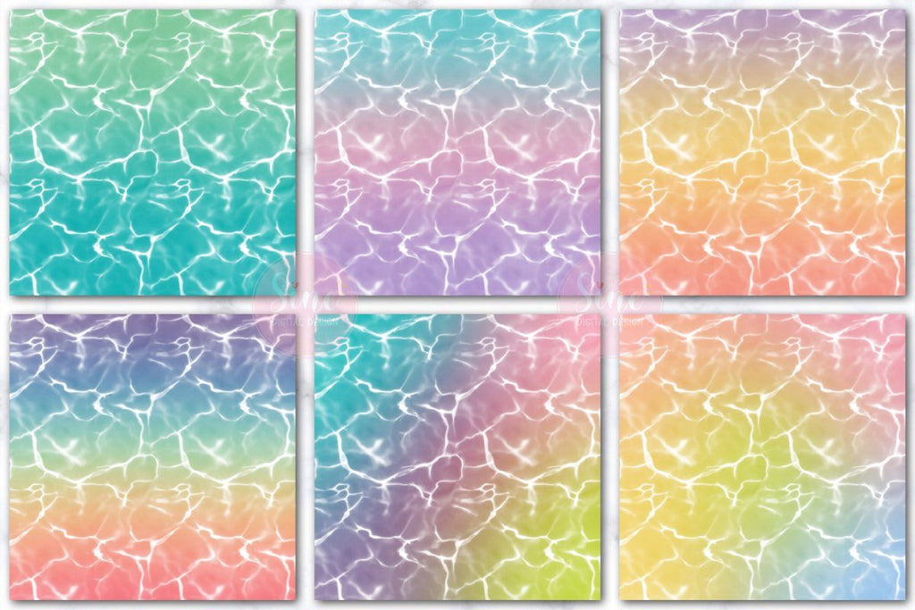 Rainbow Aqua Digital Papers Backgrounds - So Fontsy
