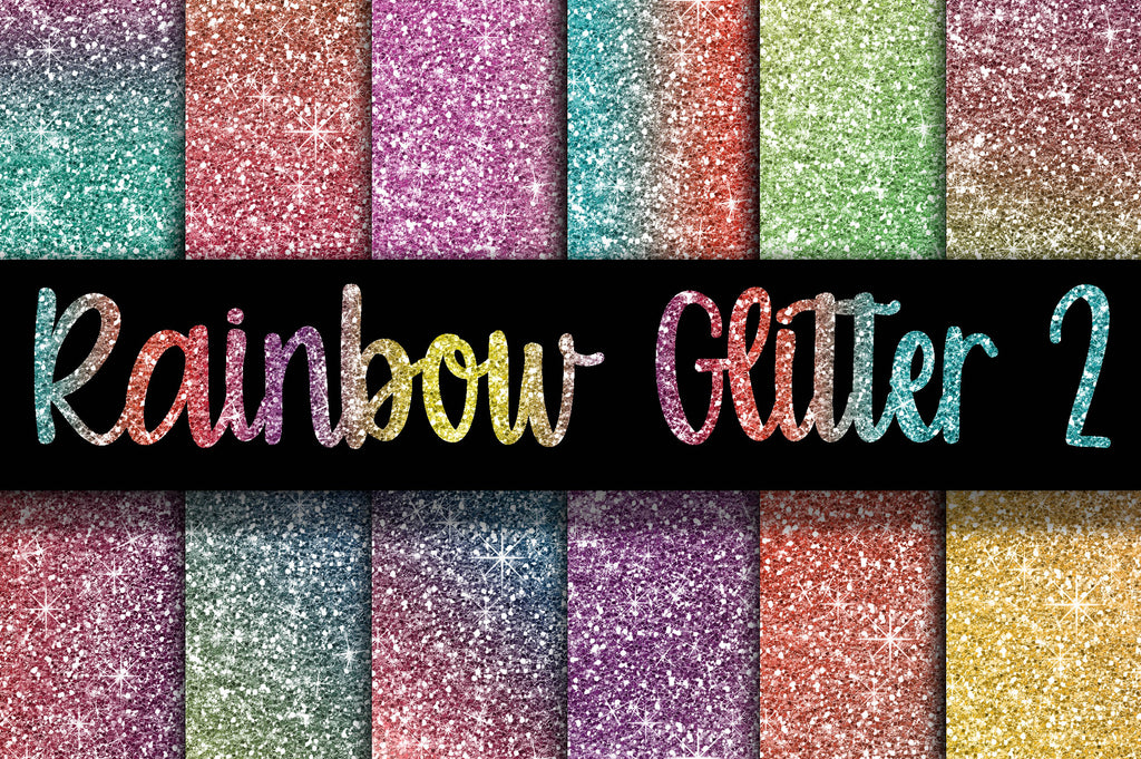 Rainbow Glitter Digital Paper Textures 2 - So Fontsy
