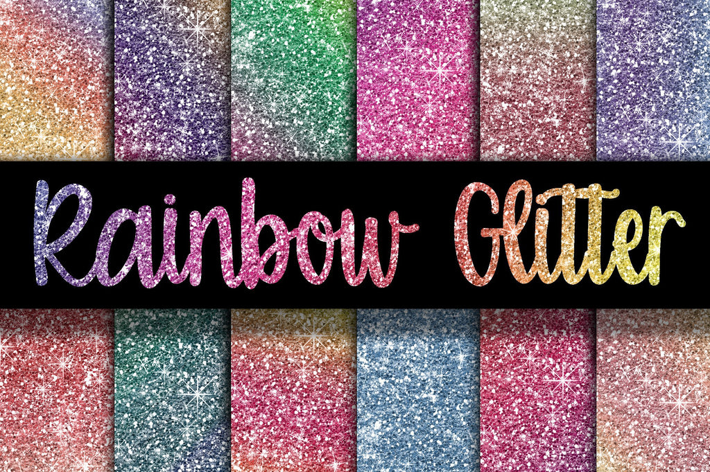 Rainbow Glitter Digital Paper Textures - So Fontsy