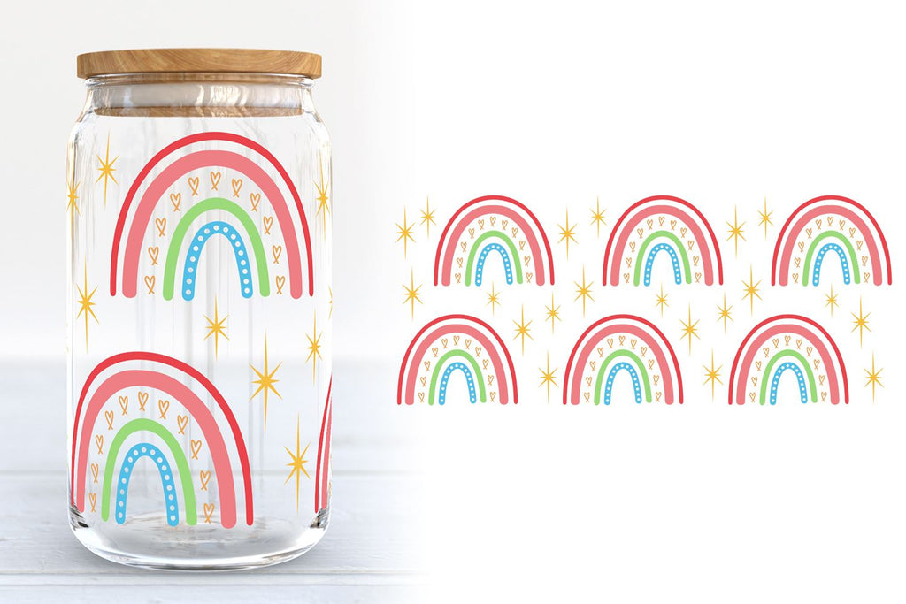 Rainbow Libbey Glass Wraps | 16oz Can Glass SVG - So Fontsy