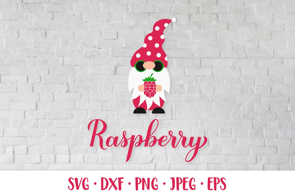 Raspberry Svg Calligraphy Lettering And Gnome Holding Berry So Fontsy 6104