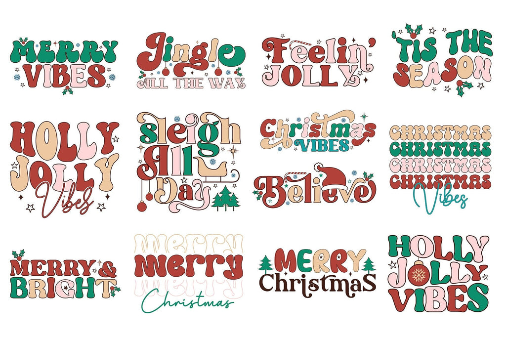 Retro Holly Jolly Mama Christmas SVG PNG EPS Cut File - So Fontsy