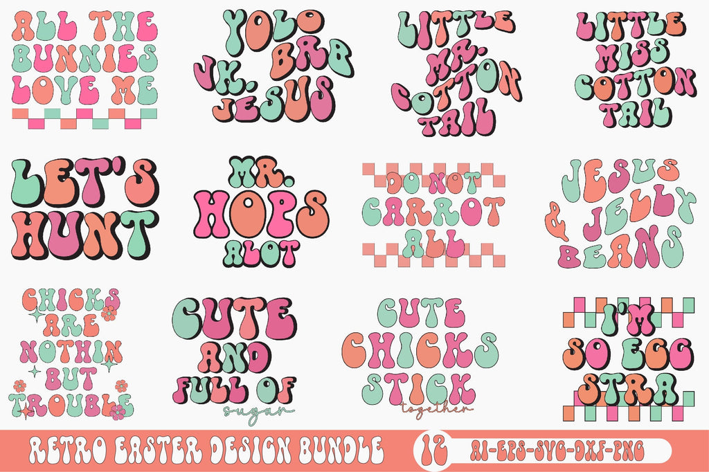 Retro Easter Design Bundle - So Fontsy