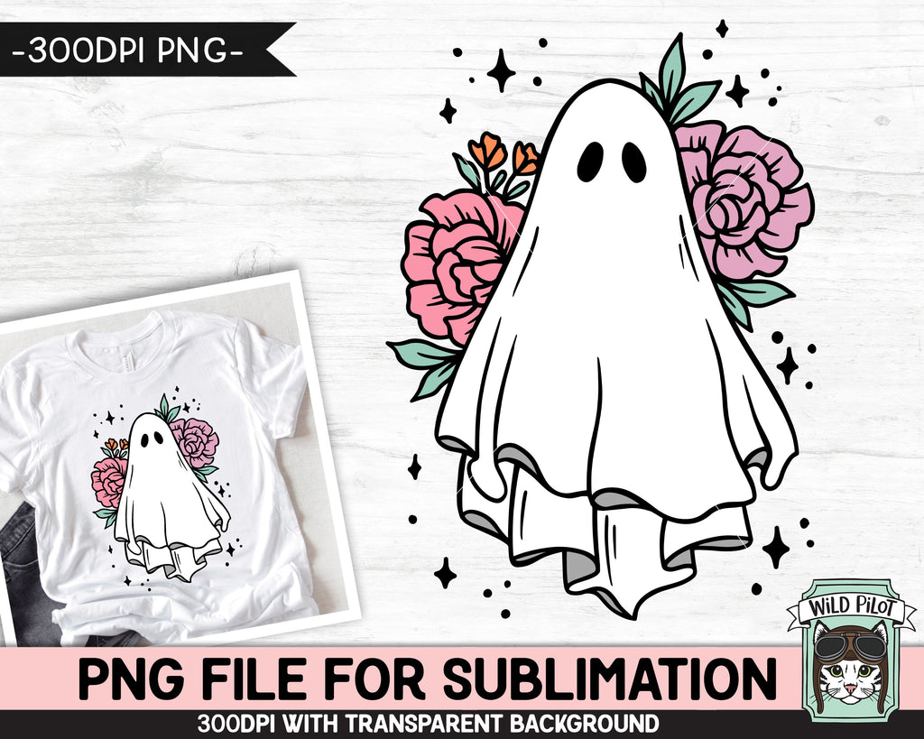 Floral Ghost PNG, Funny Halloween Sublimation, Groovy Flowers, Cute Ghost,  Smile Face Pumpkin, Fall png, Retro Halloween Shirt png Design - So Fontsy