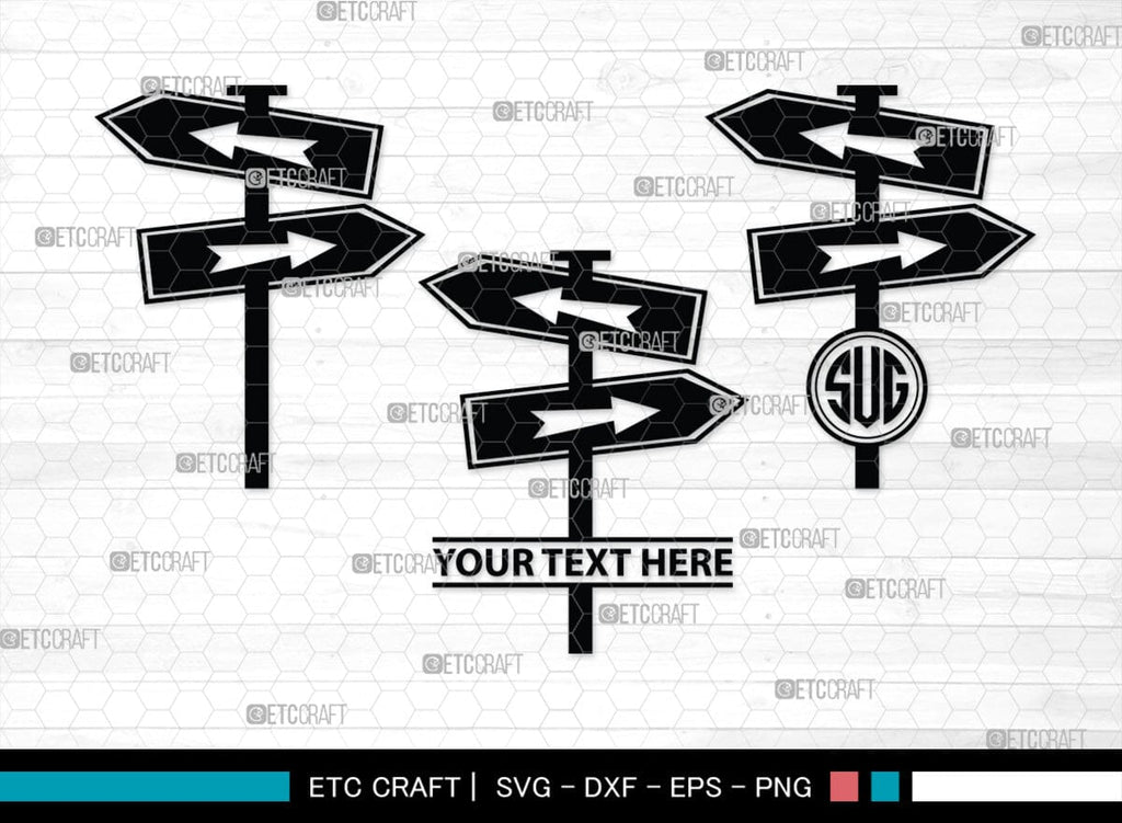 Road Sign Monogram, Road Sign Silhouette, Road Sign SVG, Highway Sign Svg, Crossroads Svg