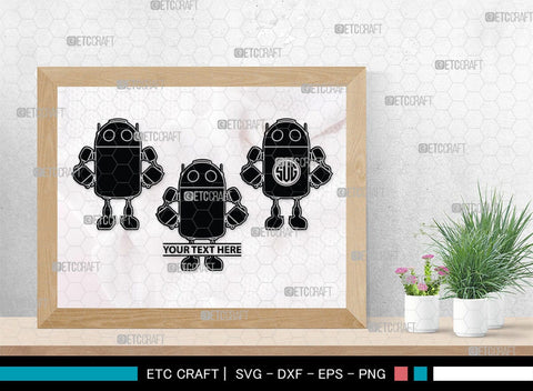 Robot Monogram, Robot Silhouette, Robot SVG, Toy Svg, Robot Head Svg, SB00400 SVG ETC Craft