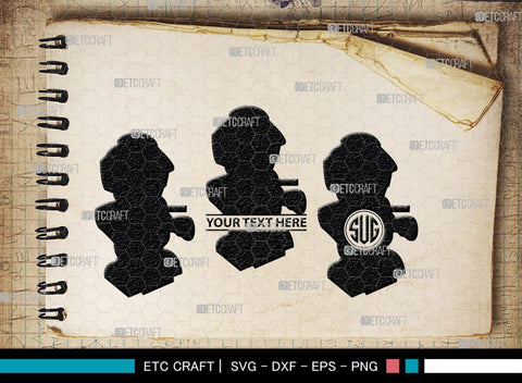 Robot Monogram, Robot Silhouette, Robot SVG, Toy Svg, Robot Head Svg, SB00400 SVG ETC Craft