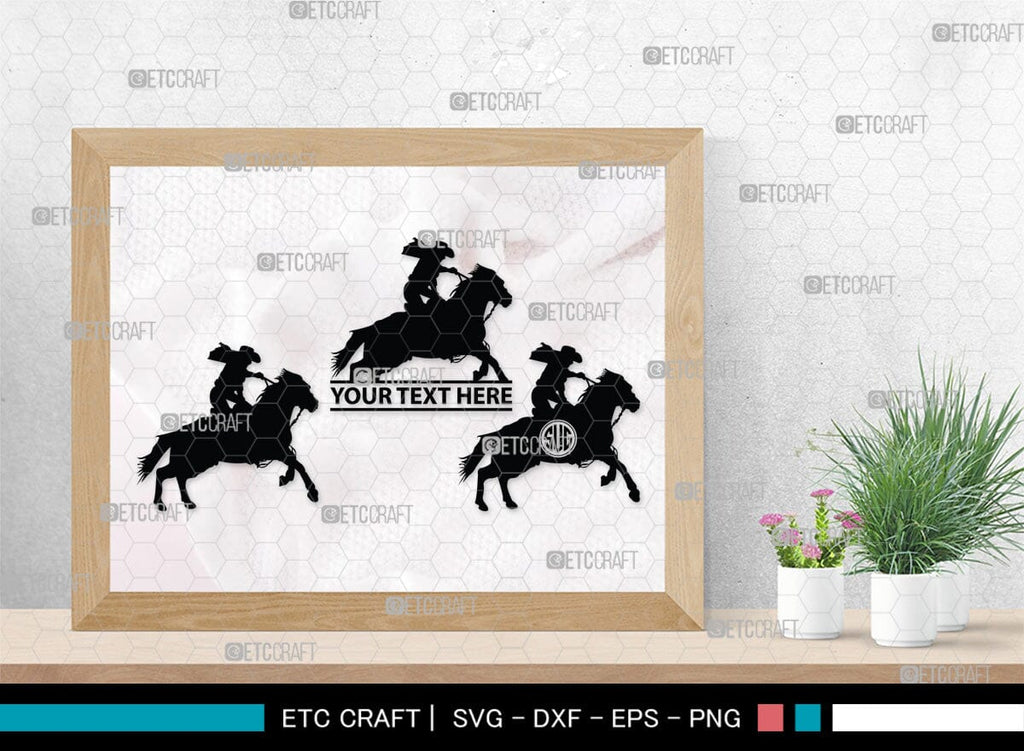 Rodeo Monogram, Rodeo Silhouette, Rodeo SVG, Bull Rider Svg, Horse Svg