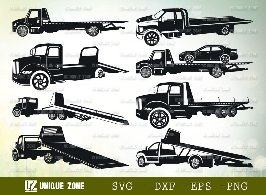 tow truck with flatbed clipart