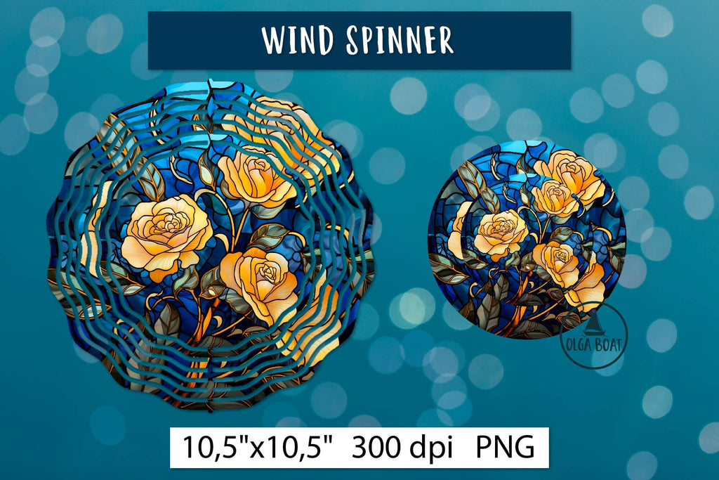 Rose Wind Spinner design | Stained glass png - So Fontsy