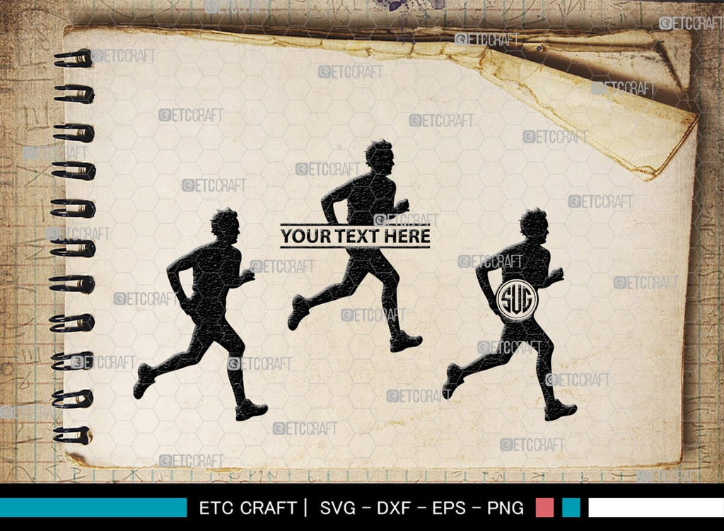 Running Monogram, Running Silhouette, Running SVG, Runner Svg, Run Svg ...