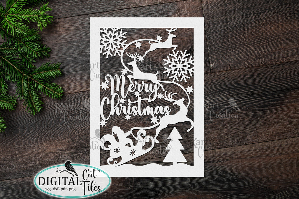 SVG: Christmas Insert Card. Cricut Joy Friendly. Draw and Cut Card Design.  Envelope Template Included. Cricut Joy Christmas Card SVG 