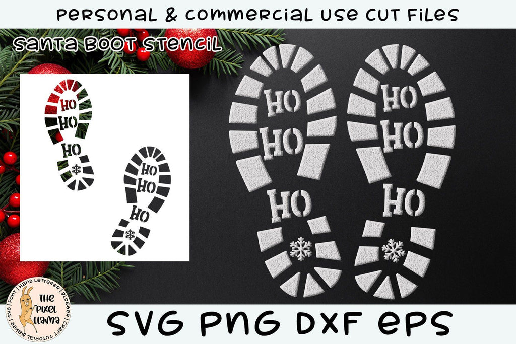 Santa Boot Print Stencil SVG