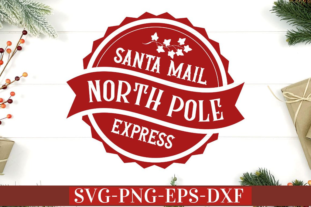 Santa mail stamps bundle SVG,santa sack north pole stamp svg - So Fontsy