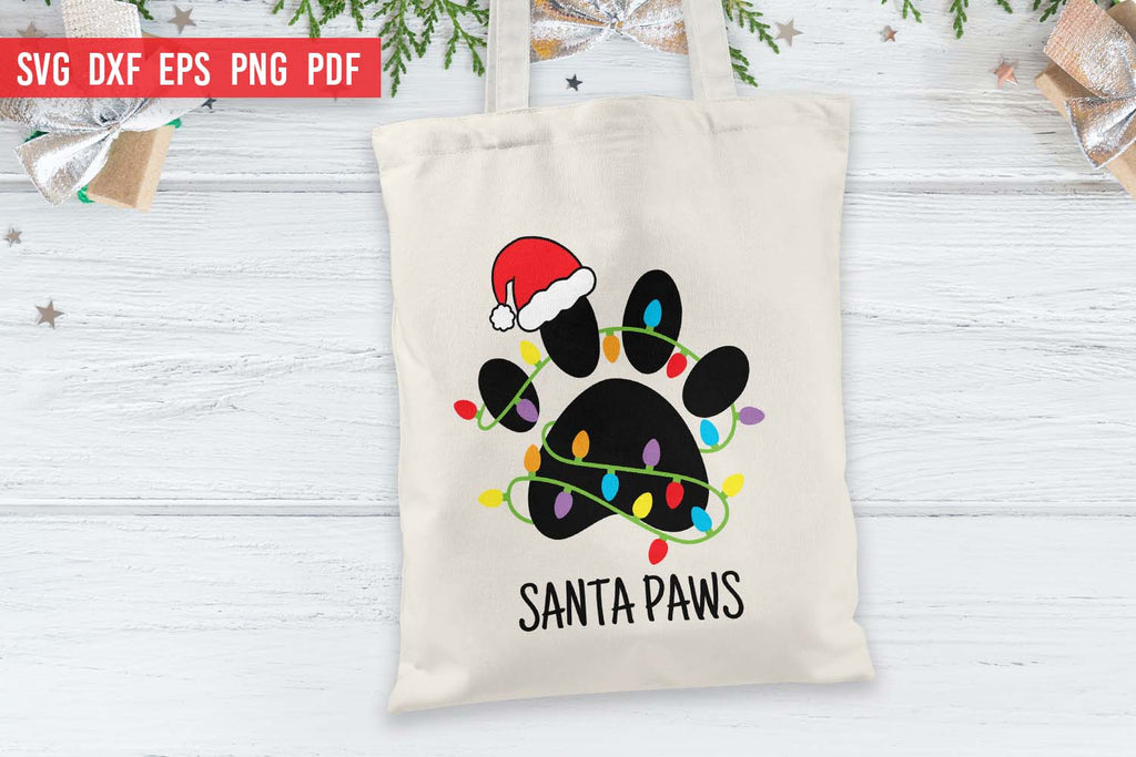 Santa Paws SVG | Christmas SVG | Dog Paw Print SVG - So Fontsy