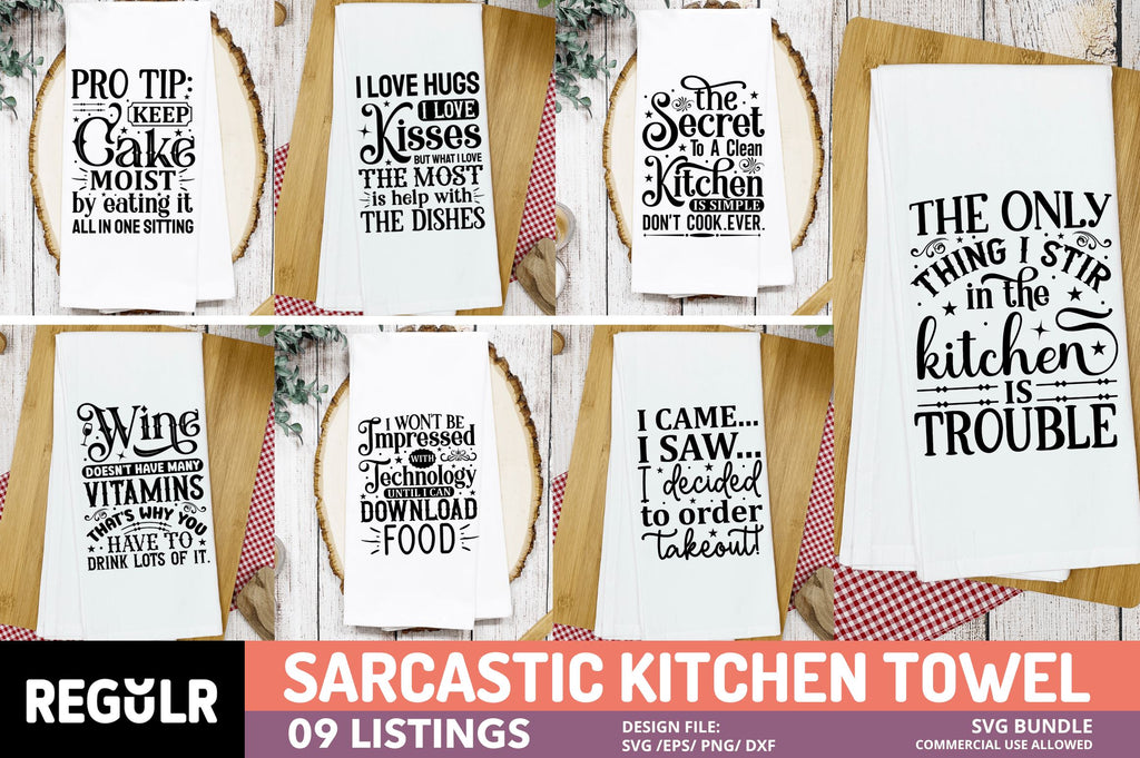Sarcastic Kitchen Towel Svg Bundle - So Fontsy