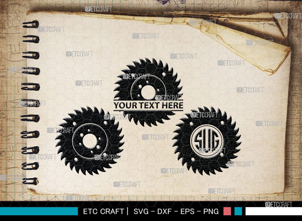Saw Blade monogram, Saw Blade Silhouette, Saw Blade Svg, Steel Svg