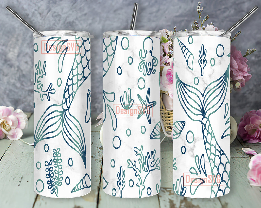 Sea Mermaid Tumbler Design, Mermaid 20oz Tumbler Wrap, Under The Sea ...