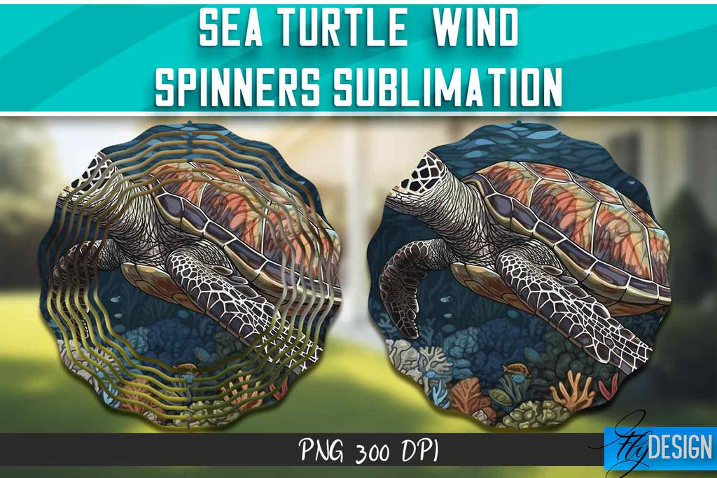 Sea Turtle Wind Spinners Sublimation - So Fontsy