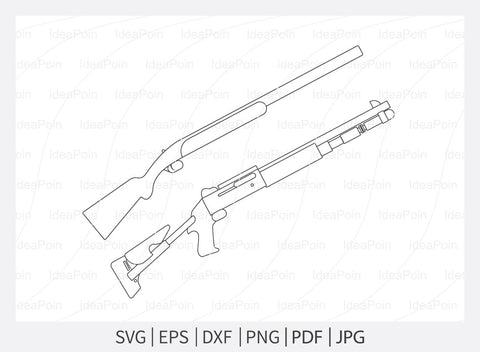 Shotgun outline svg, Shotgun svg, Hunting Logo, Shotgun Clipart, Shotgun Outline Bundle SVG Dinvect