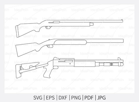 Shotgun outline svg, Shotgun svg, Hunting Logo, Shotgun Clipart, Shotgun Outline Bundle SVG Dinvect