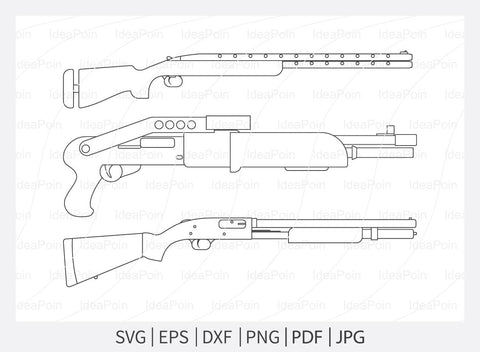 Shotgun outline svg, Shotgun svg, Hunting Logo, Shotgun Clipart, Shotgun Outline Bundle SVG Dinvect