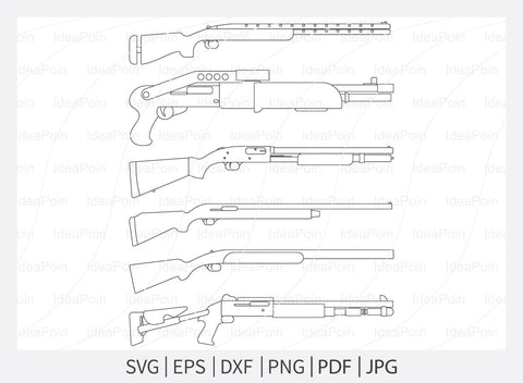 Shotgun outline svg, Shotgun svg, Hunting Logo, Shotgun Clipart, Shotgun Outline Bundle SVG Dinvect