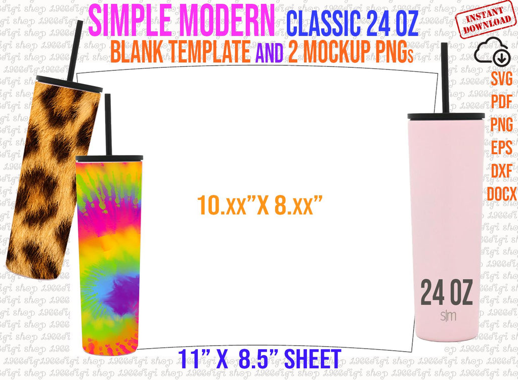 Simple Modern 24oz Tapered Tumbler Template Sublimation for