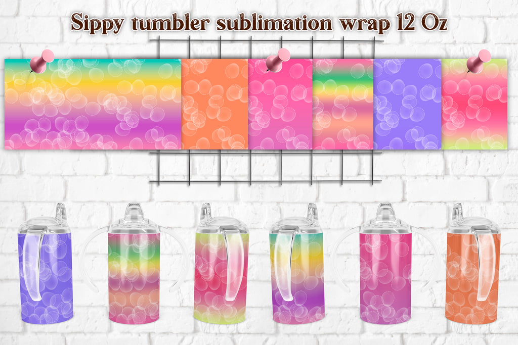Sippy cup tumbler sublimation, Flower kids tumbler wrap By Svetana Studio