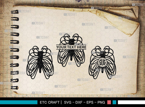 Skeleton Rib Cage Monogram, Skeleton Rib Cage Silhouette, Skeleton Rib Cage SVG, Skeleton Svg, Rib Cage Svg, Xray Svg, Skeleton Rib Cage Bundle, SB00157 SVG ETC Craft