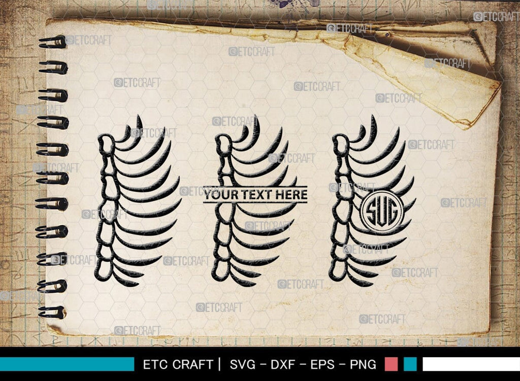 Skeleton Rib Cage Monogram, Skeleton Rib Cage Silhouette, Skeleton Rib ...