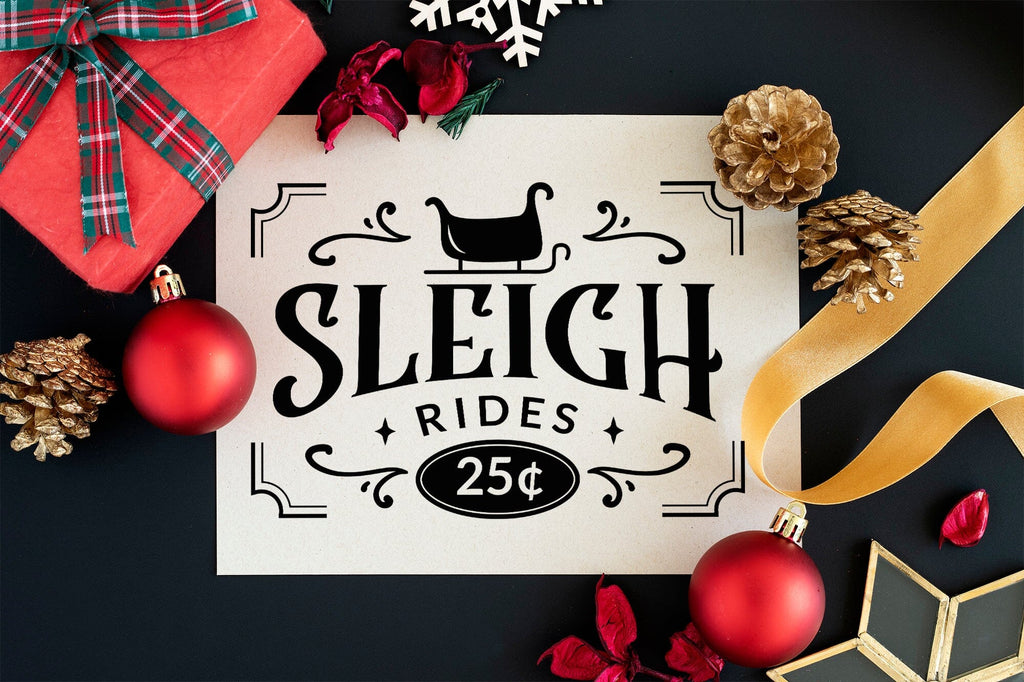 Sleigh Rides SVG, Farmhouse Christmas Sign SVG So Fontsy