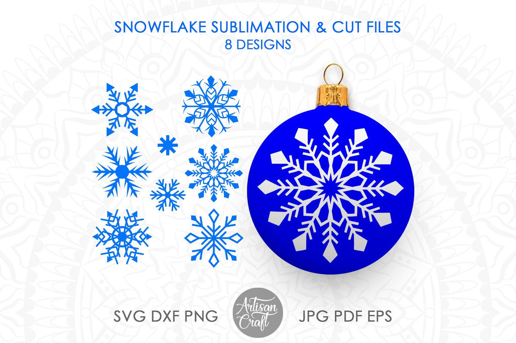 Snowflake SVG Bundle, Snowflakes Design Cut and Clipart Files