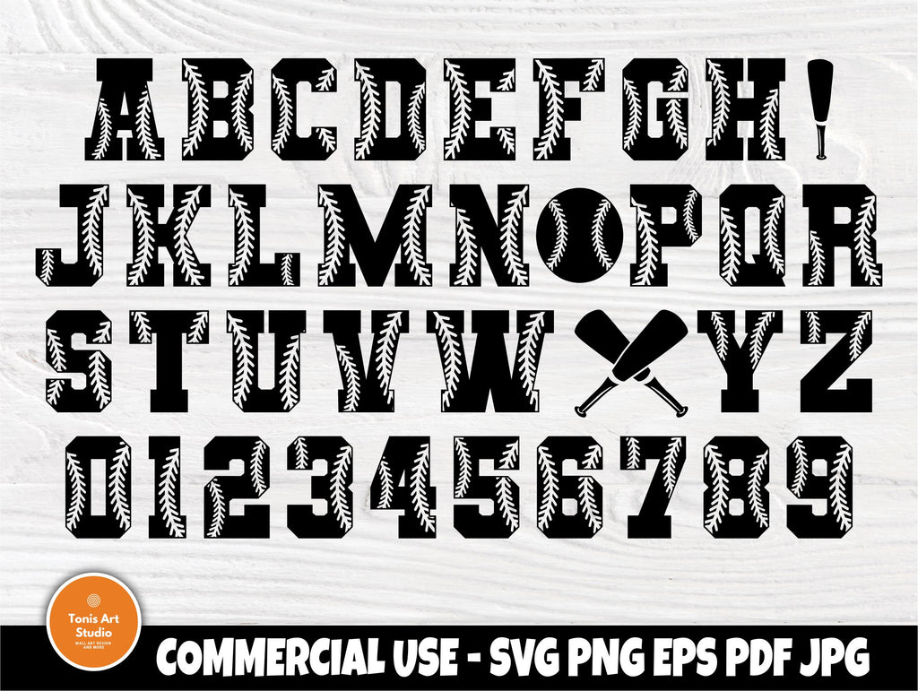 Baseball Numbers SVG Cut Files, Softball Svg Files