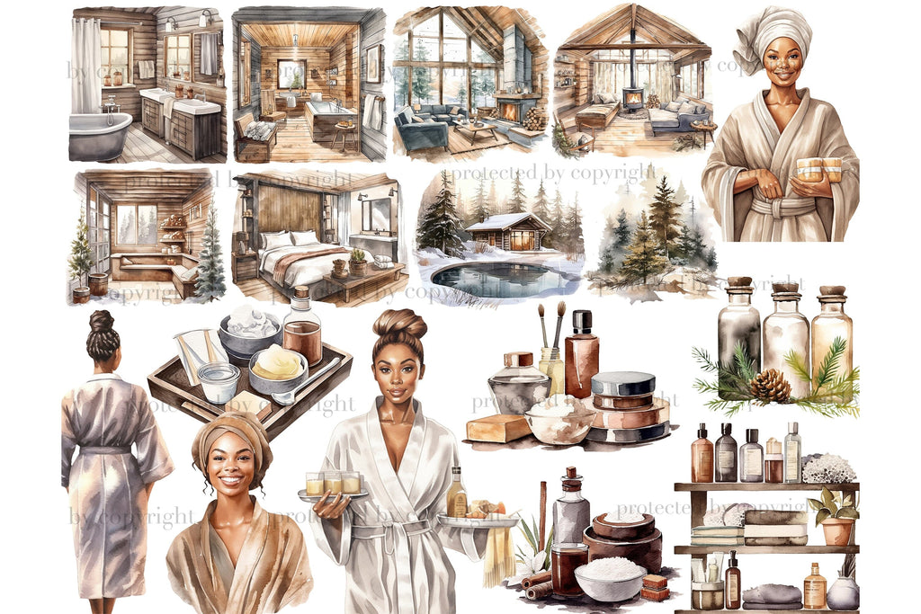 Spa Day Clipart | Black Girl Clipart PNG - So Fontsy