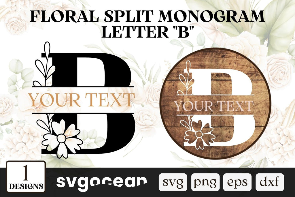 Flower Split Letters Svg Set, Flowers Split Monogram Svg, Family Name Sign  Svg - So Fontsy