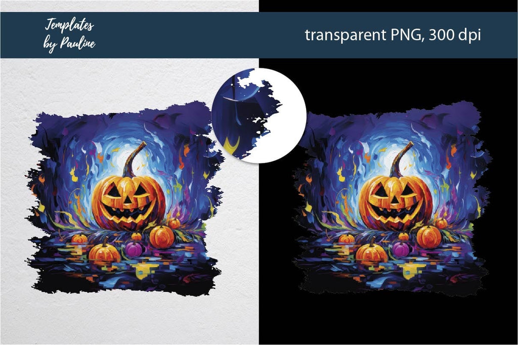 Spooky Halloween Pumpkin Sublimation Pillow Design PNG