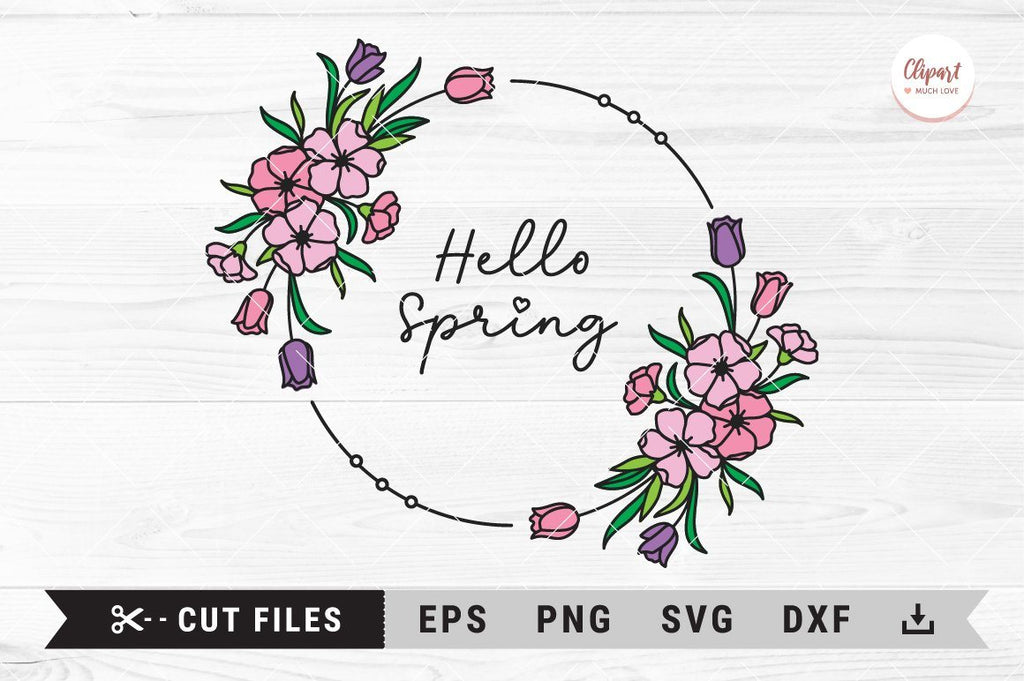 Spring Wreath Free Monogram Frame SVG Files for Silhouette, Cricut