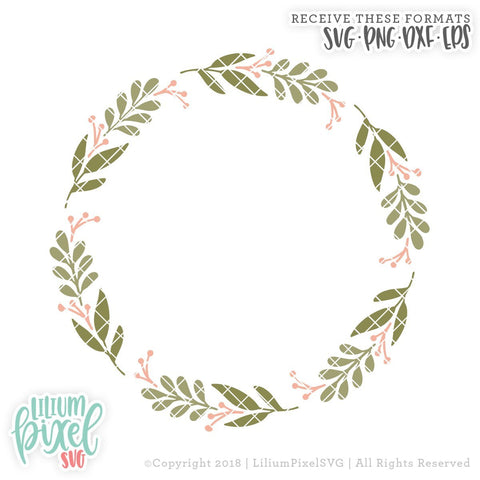 Spring Wreath Monogram Circle SVG Lilium Pixel SVG 