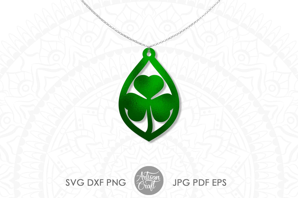 Clover St. Patrick's Day Earring Template svg png dxf eps